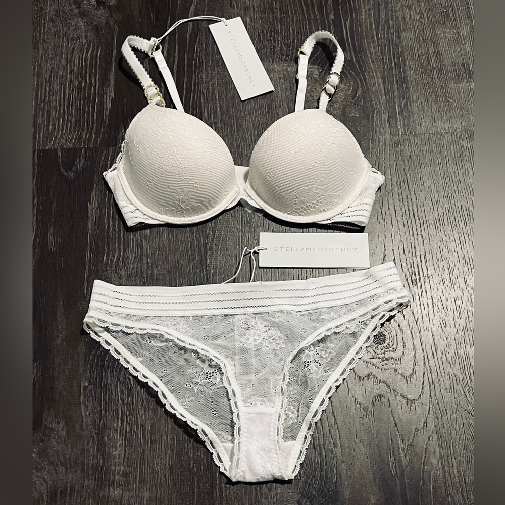 STELLA MCCARTNEY**White Stella Lace Bra + Underwear**WEDDING LINGERIE $249 - Picture 1 of 5